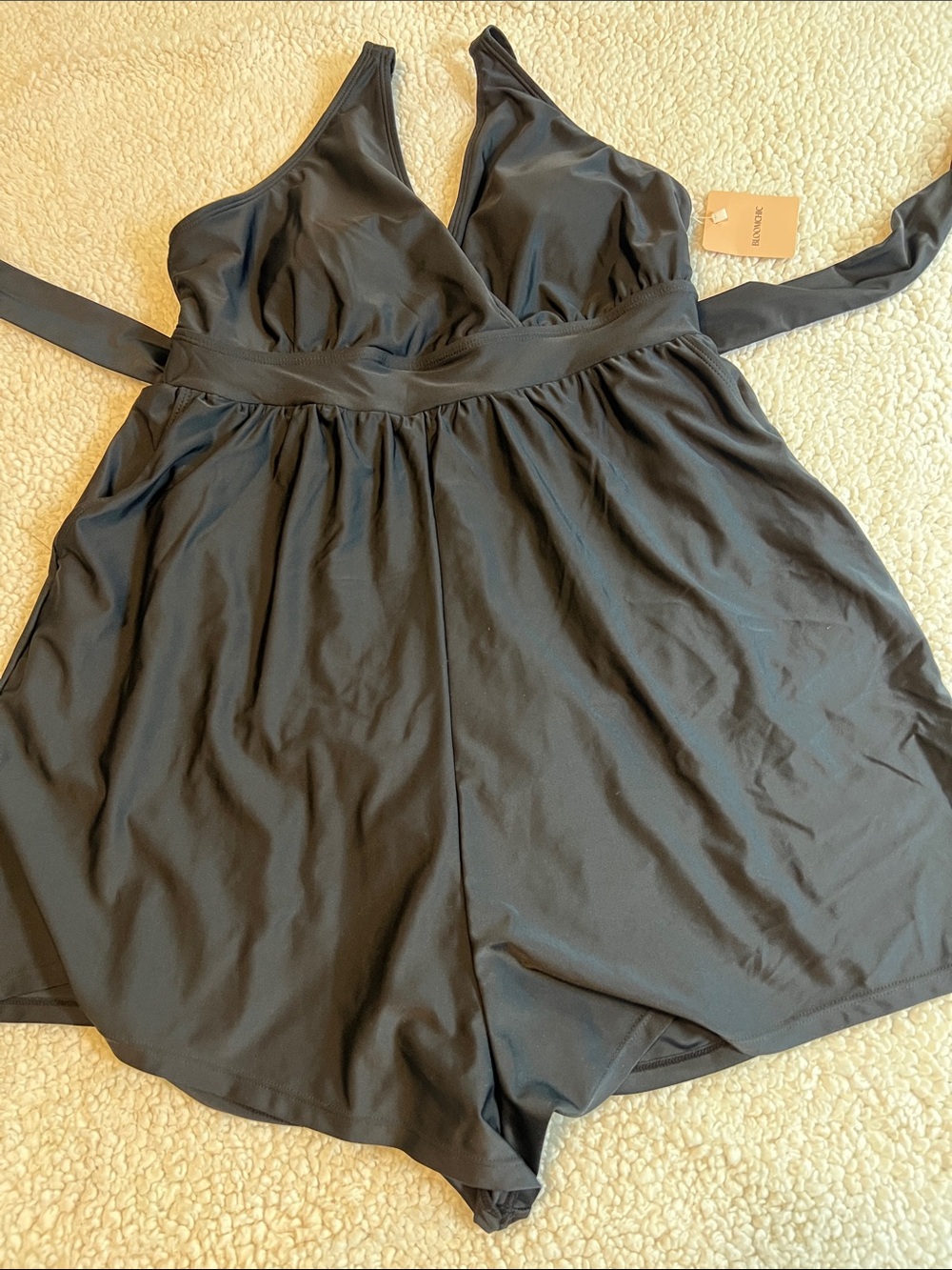 BloomChic Black Women’s One-Piece Swim Romper